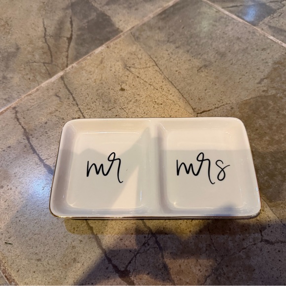 Other - White “Mr” and “Mrs” Jewelry Dish